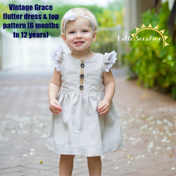 Vintage Grace flutter dress and top pattern (6 months to 12 years)