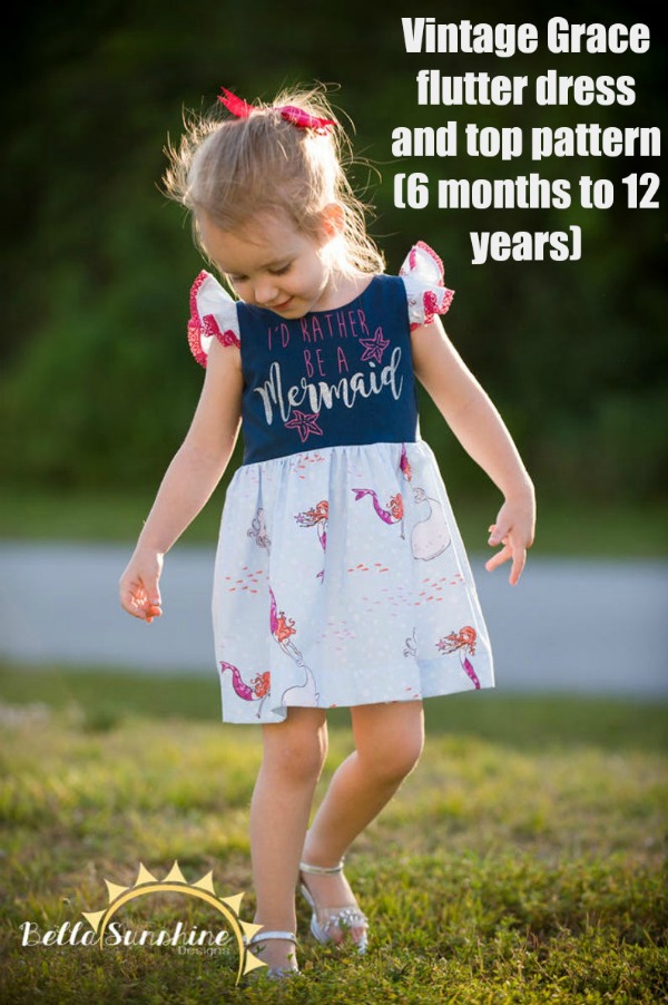 Vintage Grace flutter dress and top pattern (6 months to 12 years)