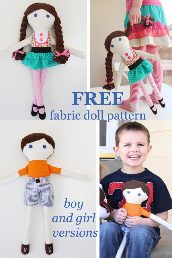 FREE fabric doll pattern-boy and girl versions