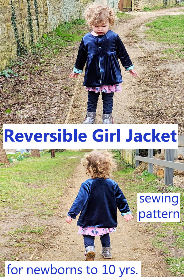 Reversible Girl Jacket pattern for newborns to 10 yrs.