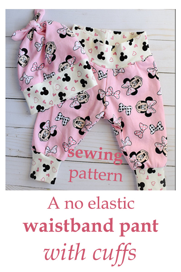 A no elastic waistband pant with cuffs pattern