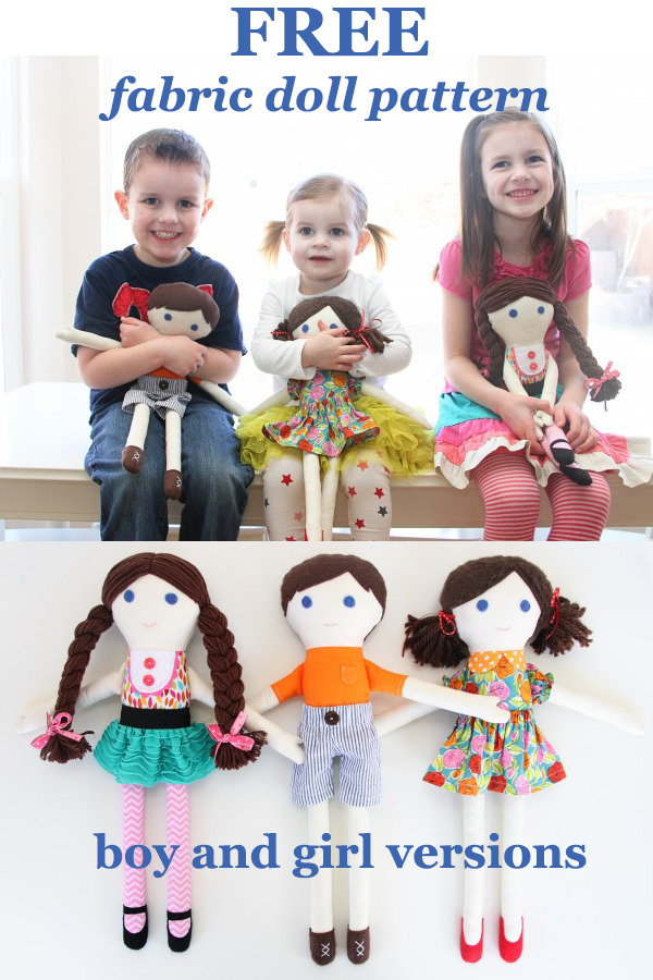 FREE fabric doll pattern-boy and girl versions