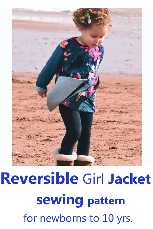 Reversible Girl Jacket pattern for newborns to 10 yrs.