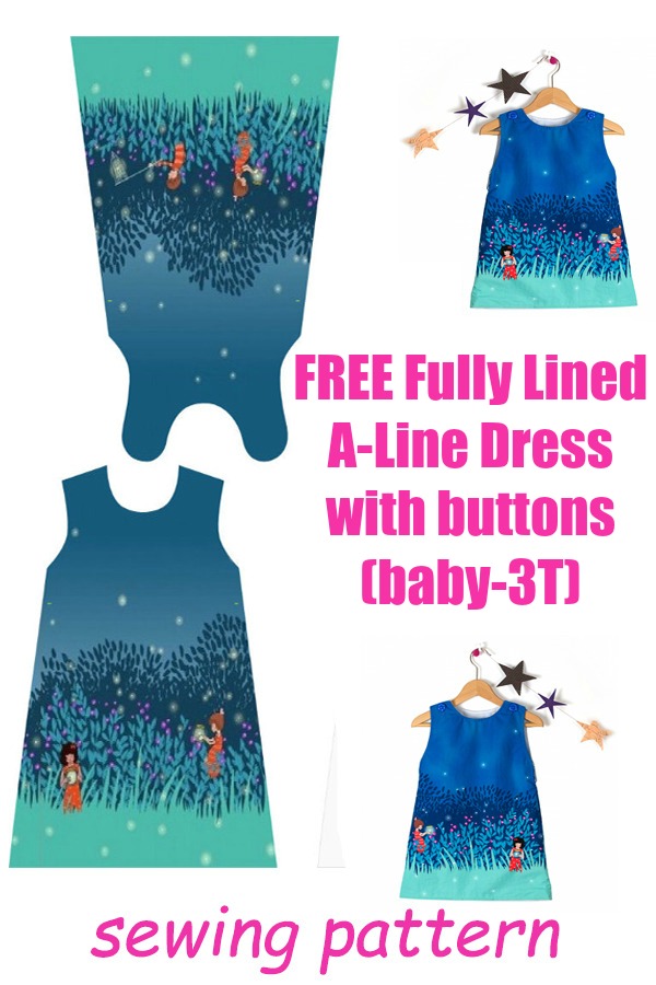 FREE fully lined a-line dress with buttons (baby-3T)