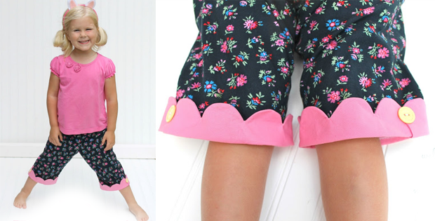 FREE Kipper girls capri pants sewing pattern