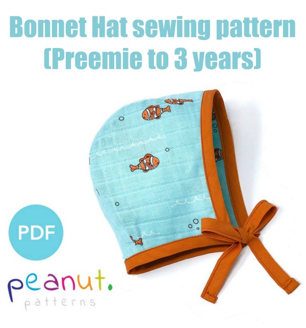 Bonnet Hat sewing pattern (Preemie to 3 years)