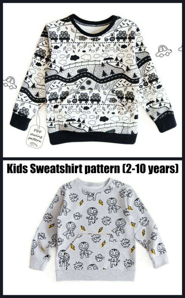 Kids Sweatshirt pattern (2-10 years)