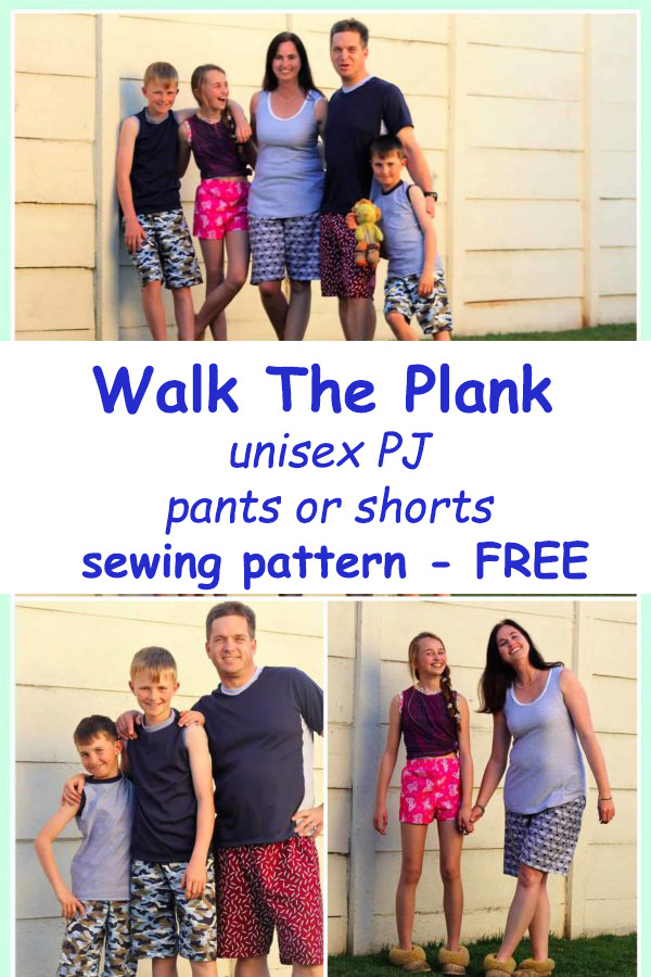 Walk The Plank unisex PJ pants or shorts sewing pattern - FREE