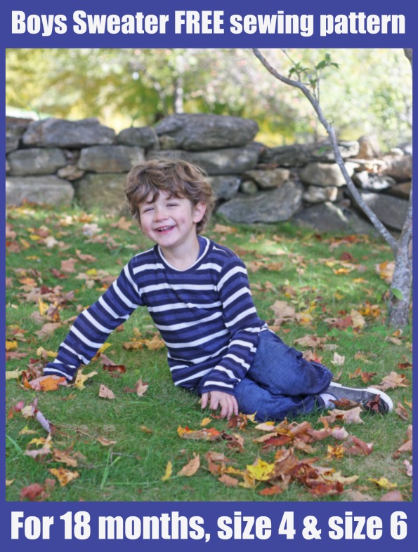 Boys Sweater FREE sewing pattern for 18 months, size 4 & size 6