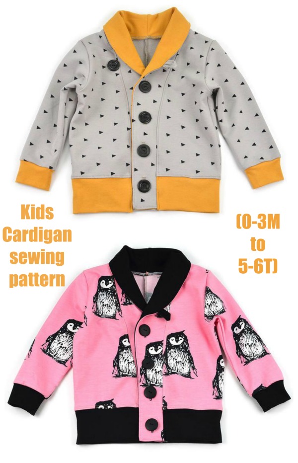Kids Cardigan sewing pattern (0-3M to 5-6T)