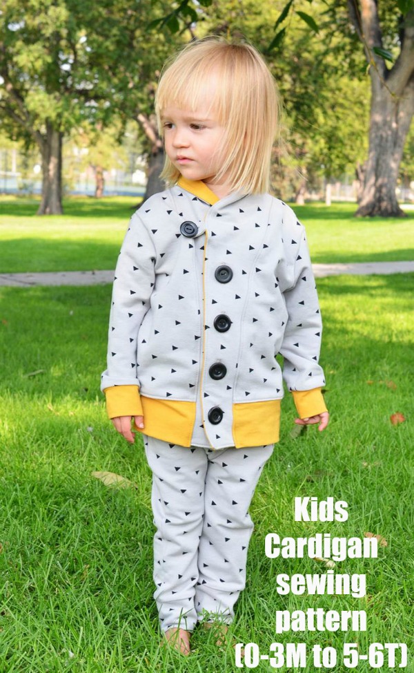 Kids Cardigan sewing pattern (0-3M to 5-6T)