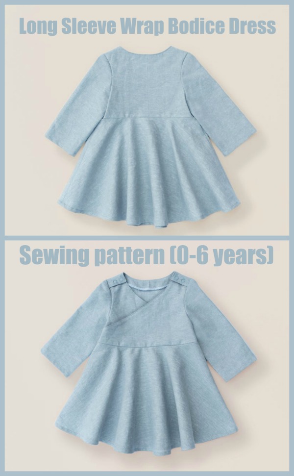 Long Sleeve Wrap Bodice Dress sewing pattern (0-6 years) - Sew Modern Kids