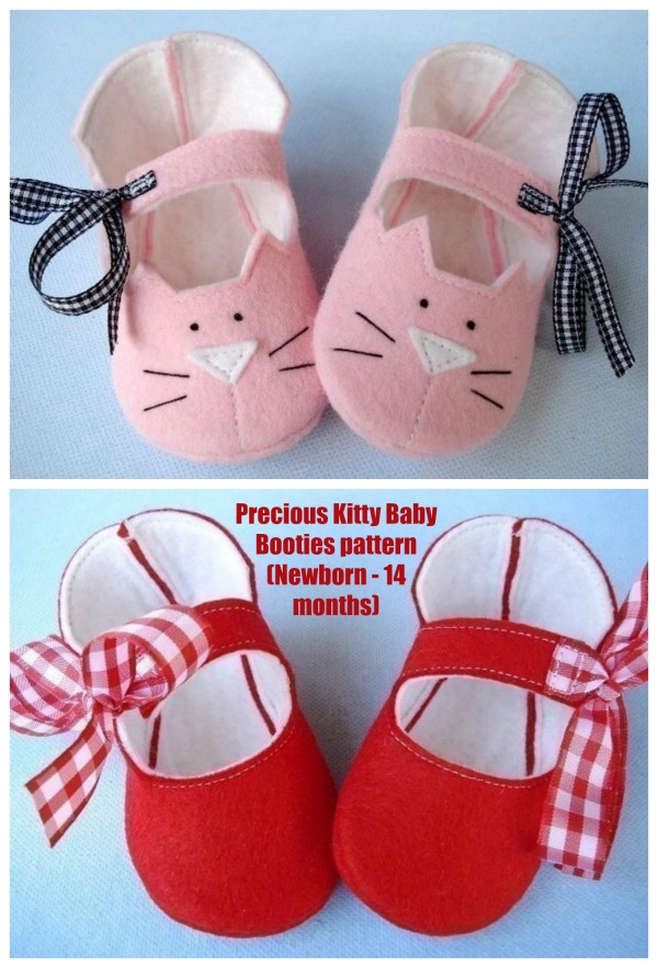 Precious Kitty Baby Booties pattern (Newborn - 14 months)