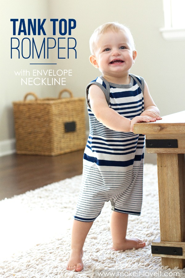 Tank Top Romper With Envelope Neckline (From An Old T-Shirt)