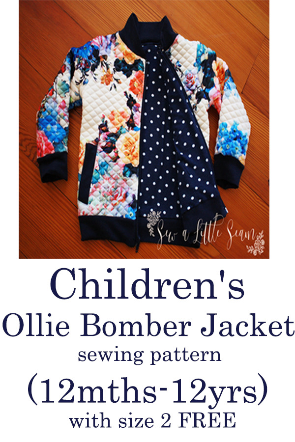 Children's Ollie Bomber Jacket sewing pattern (12mths-12yrs) with