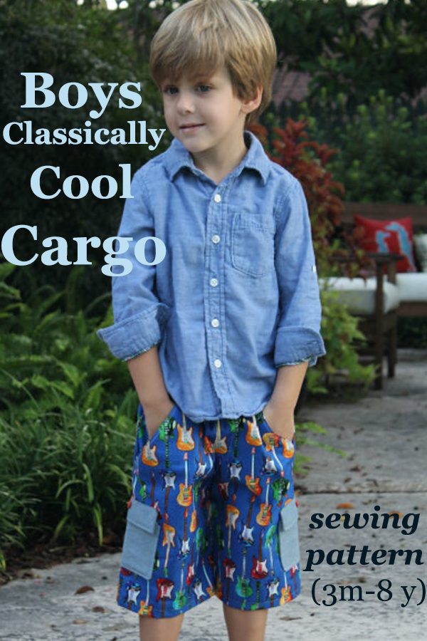 Boys Classically Cool Cargo Shorts sewing pattern (3m - 8y)