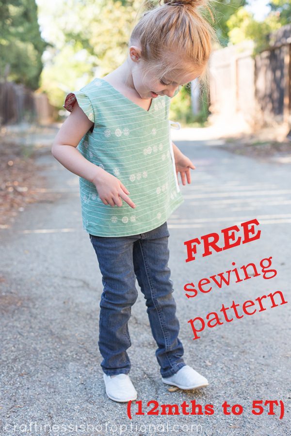 FREE Girls Reversible Wrap Top sewing pattern (12mths-5T)