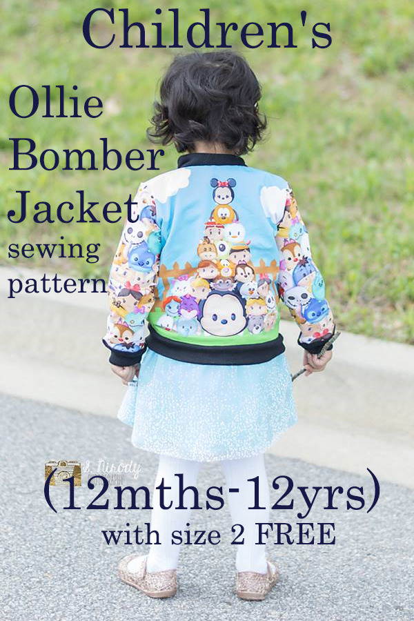 Children's Ollie Bomber Jacket sewing pattern (12mths-12yrs) with size 2 FREE