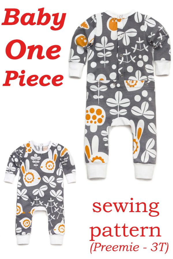 Baby One Piece sewing pattern (Preemie - 3T)