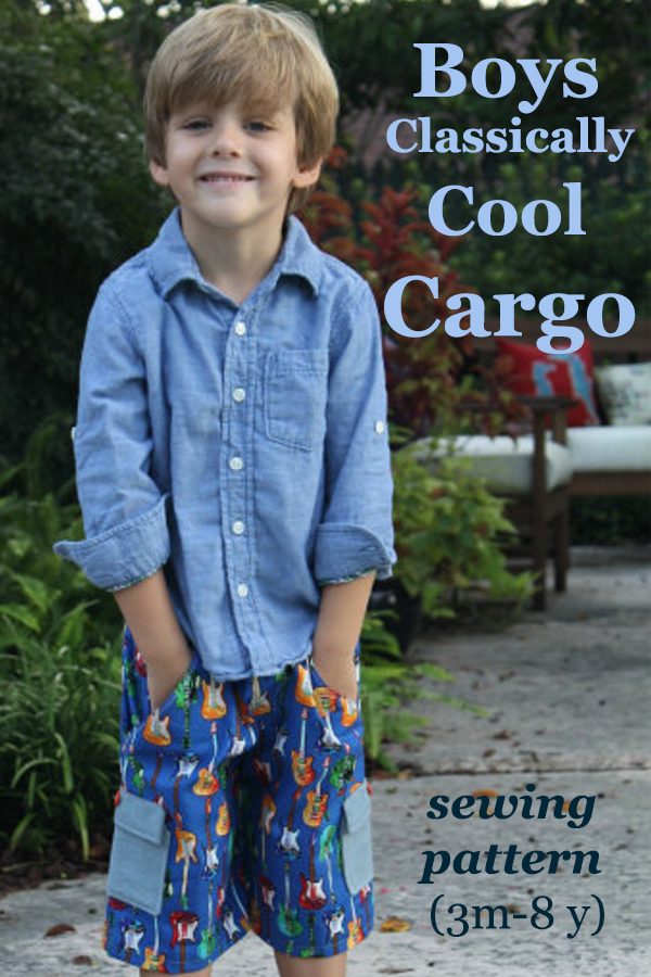 Boys Classically Cool Cargo Shorts sewing pattern (3m - 8y)