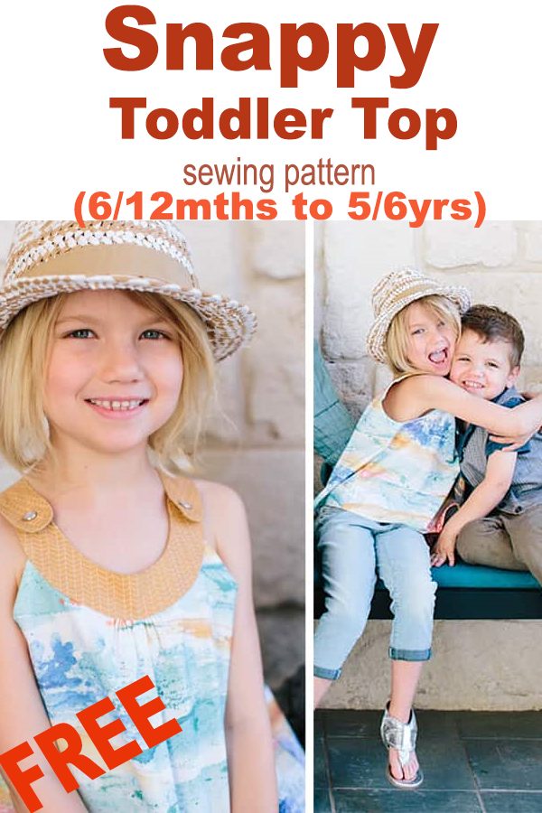 Snappy Toddler Top FREE sewing pattern (6/12mths to 5/6yrs)