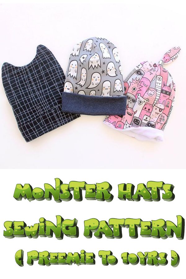Monster Hats sewing pattern (preemie to 10yrs)