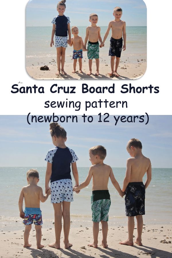 Santa Cruz Board Shorts sewing pattern (newborn to 12 years)