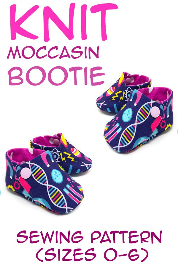 Knit Moccasin Bootie sewing pattern (Sizes 0-6)