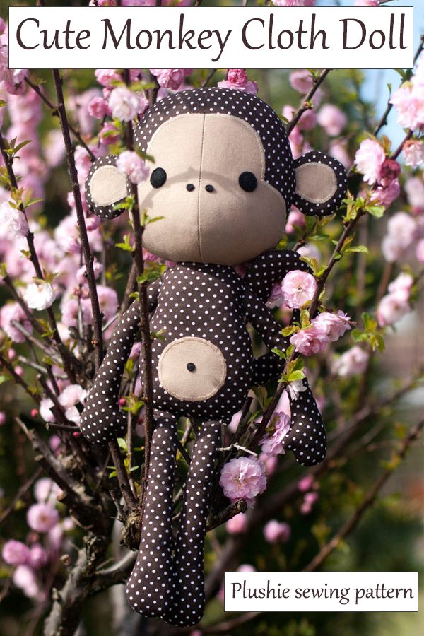 Cute Monkey Cloth Doll Plushie sewing pattern