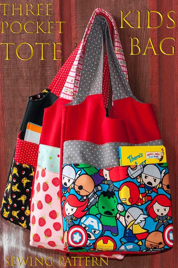 Three Pocket Tote Kids Bag sewing pattern