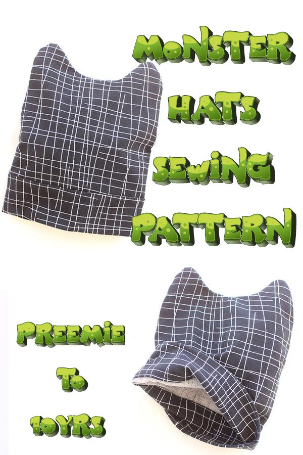 Monster Hats sewing pattern (preemie to 10yrs)