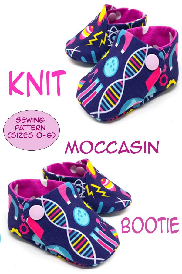 Knit Moccasin Bootie sewing pattern (Sizes 0-6)