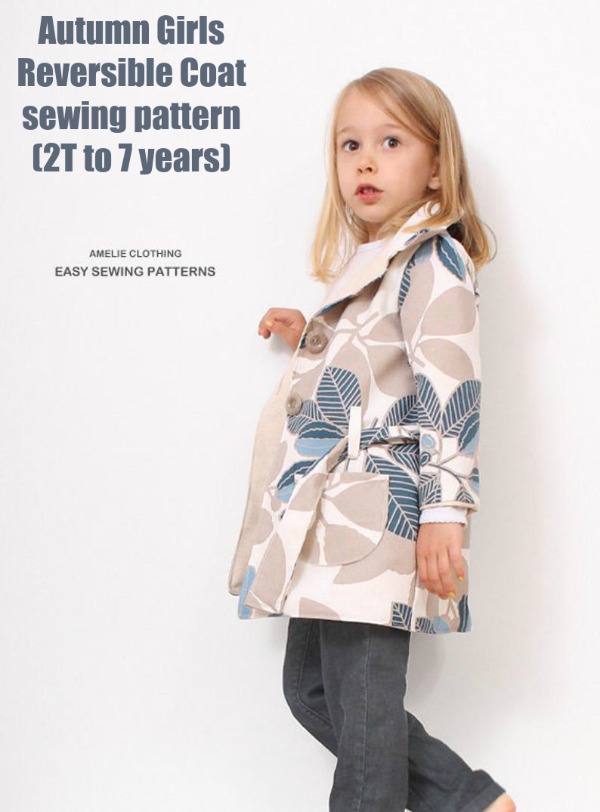 Autumn Girls Reversible Coat sewing pattern (2T to 7 years)