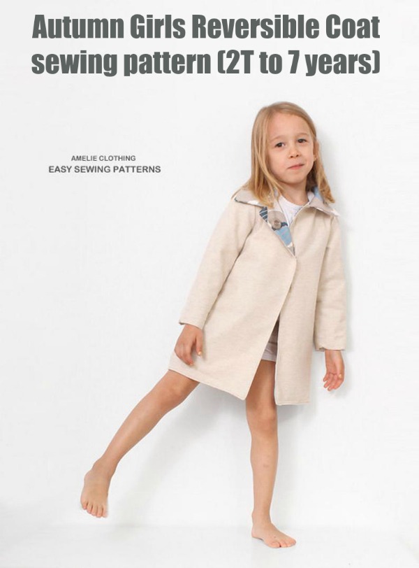 Autumn Girls Reversible Coat sewing pattern (2T to 7 years)