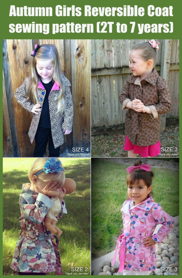 Autumn Girls Reversible Coat sewing pattern (2T to 7 years)