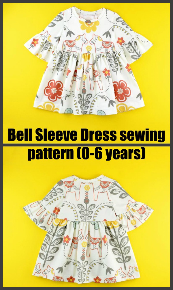 Bell Sleeve Dress sewing pattern (06 years) Sew Modern Kids
