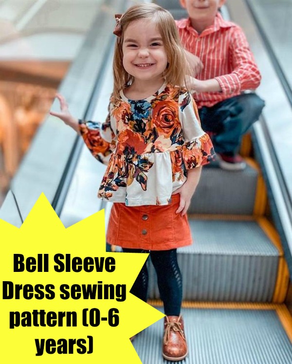 Bell Sleeve Dress sewing pattern (0-6 years)