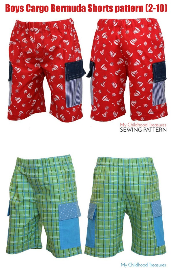 Boys Cargo Bermuda Shorts sewing pattern (2-10)