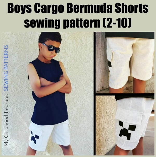 Boys Cargo Bermuda Shorts sewing pattern (2-10)