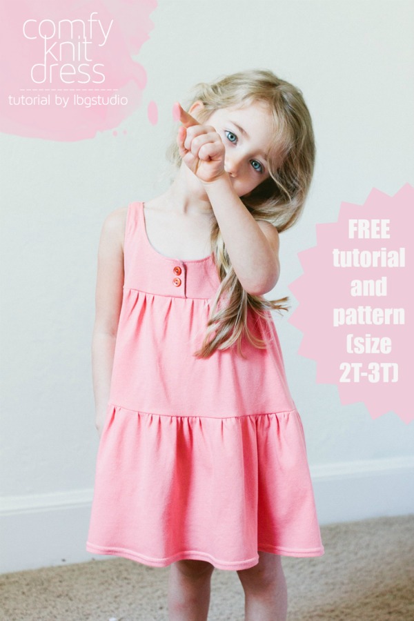 Comfy Knit Dress FREE tutorial + pattern (size 2T-3T)