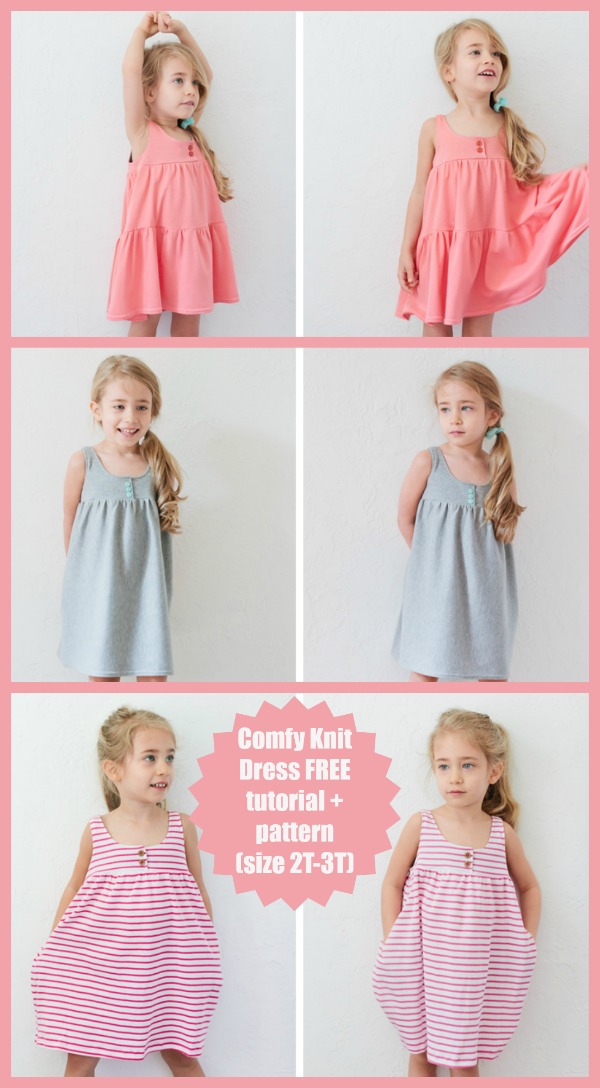 Comfy Knit Dress FREE tutorial + pattern (size 2T-3T)