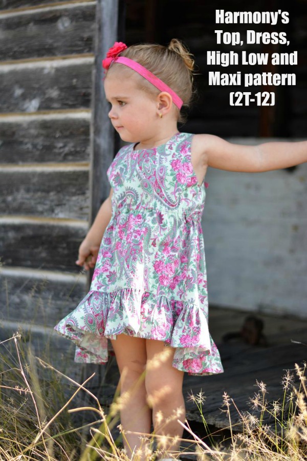 Harmony's Top, Dress, High Low and Maxi sewing pattern (sizes 2T-12)