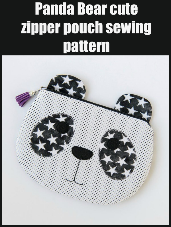Panda Bear cute zipper pouch sewing pattern