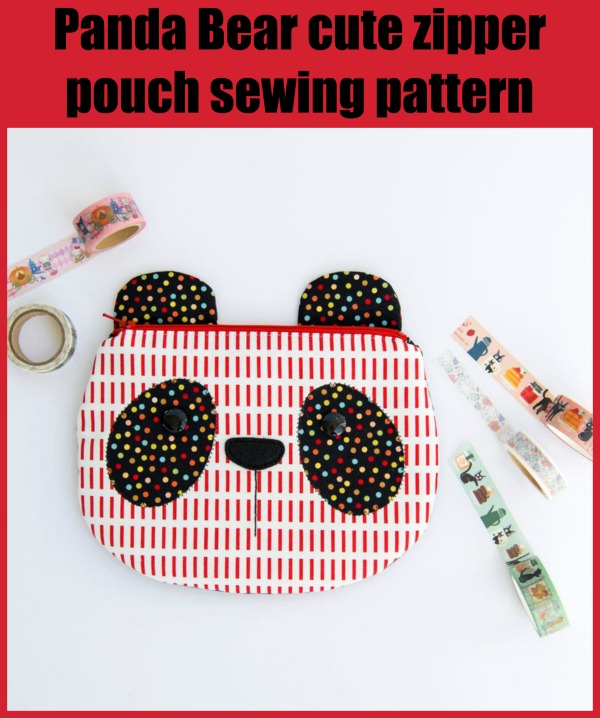 Panda Bear cute zipper pouch sewing pattern