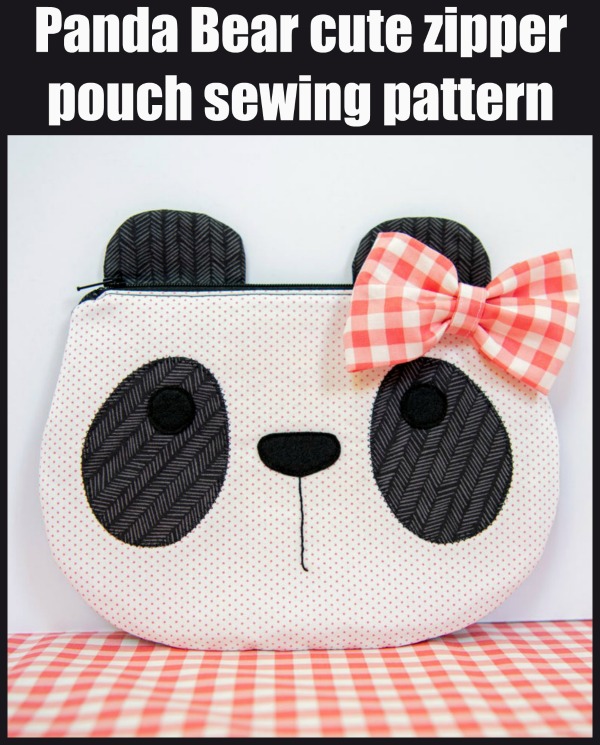 Panda Bear cute zipper pouch sewing pattern