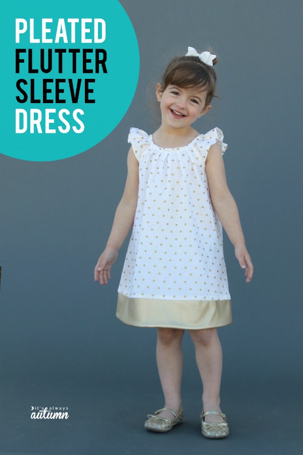 Pleated Flutter Sleeve Dress FREE sewing pattern (size 4T)