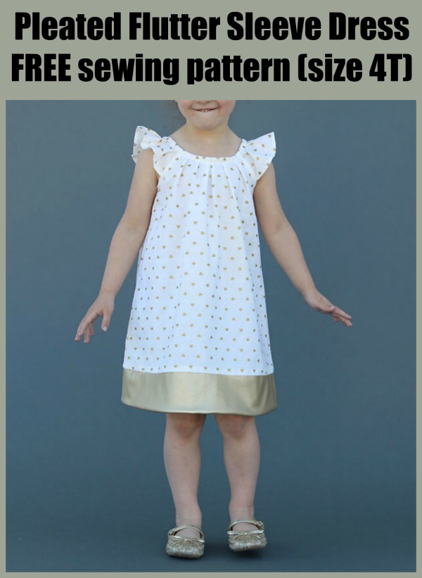 Pleated Flutter Sleeve Dress FREE sewing pattern (size 4T)