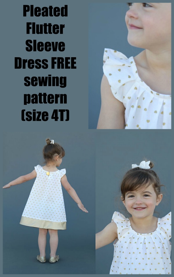 Pleated Flutter Sleeve Dress FREE sewing pattern (size 4T)