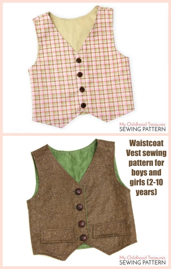 Waistcoat Vest sewing pattern for boys and girls (2-10 years)