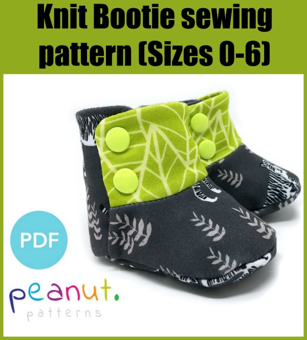 Knit Bootie sewing pattern (Sizes 0-6)